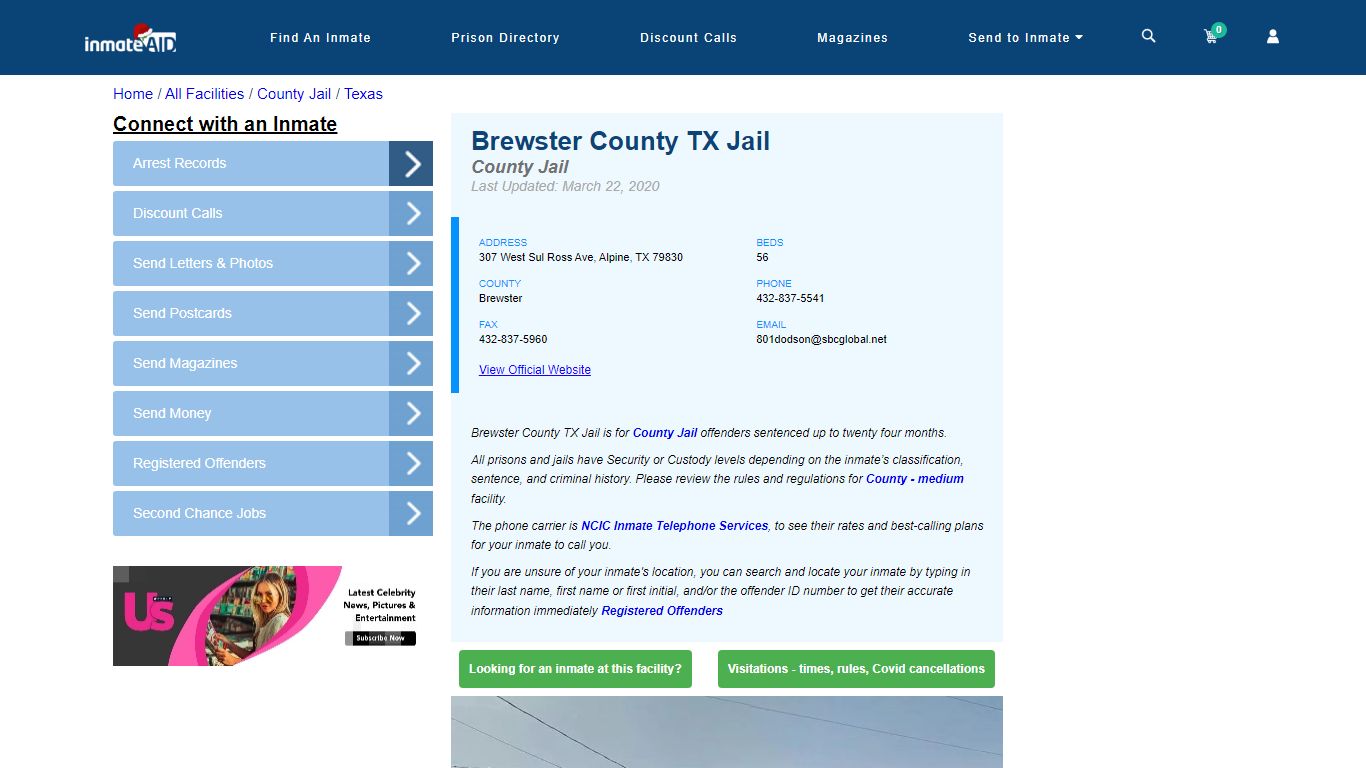 Brewster County TX Jail - Inmate Locator - Alpine, TX