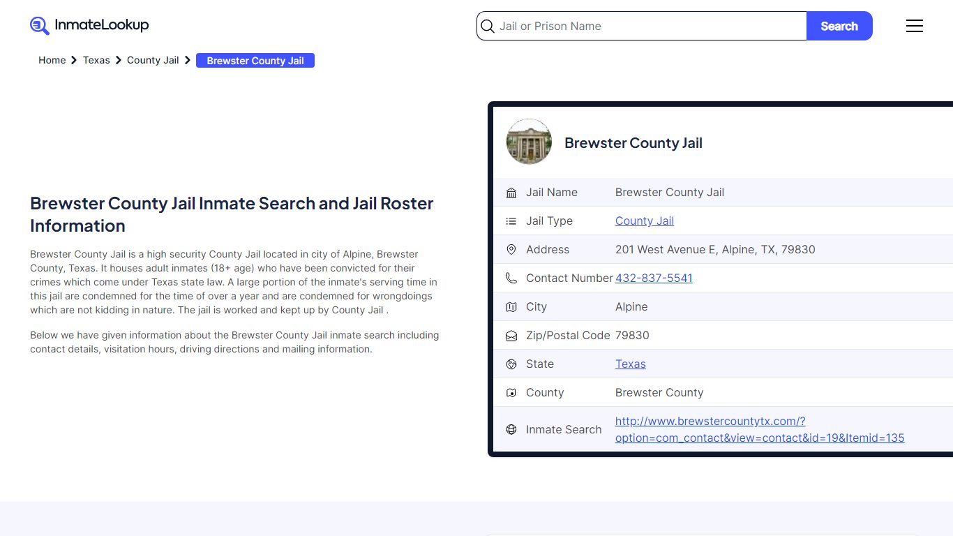 Brewster County Jail (TX) Inmate Search Texas - Inmate Lookup