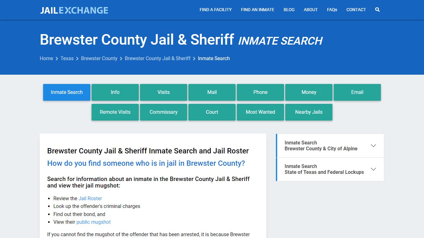 Brewster County Jail & Sheriff Inmate Search - Jail Exchange